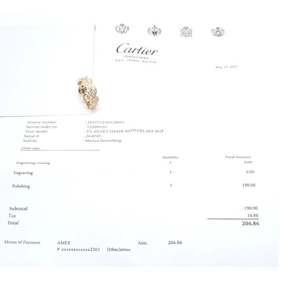 Authentic! Cartier 18k Yellow Gold Diamond Heart Eternity Band Ring Size 7.25 - Picture 10 of 10